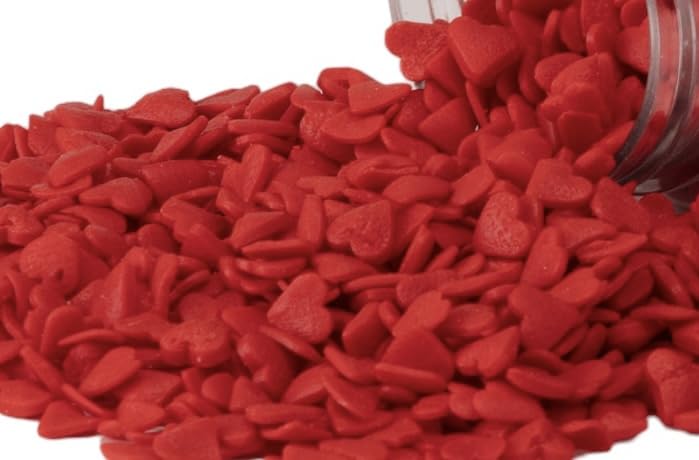 EDIBLE ACCENTS RED HEARTS- Gluten-free, Egg Free, Nuts Free, Kosher, Sprinkle Medley Mix, For Baking, Decorating, Cookies, Cupca