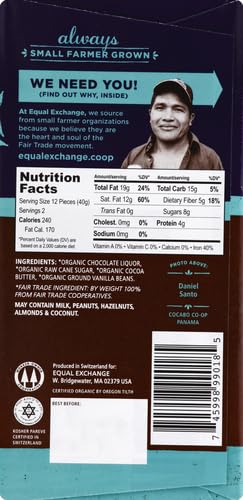 Equal Exchange Organic Dark Chocolate Panama Extra Dark, 2.8 Oz