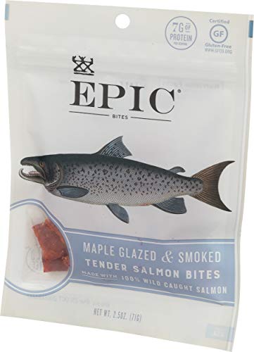 Epic Salmon Jerky Bites, Maple Glazed (Gluten Free) 2.5Oz (Pack Of 8)