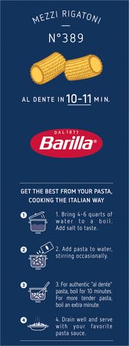 Barilla Mezzi Rigatoni Pasta, 16 oz. Box - Non-GMO, Made with Durum Wheat Semolina - Kosher Certified