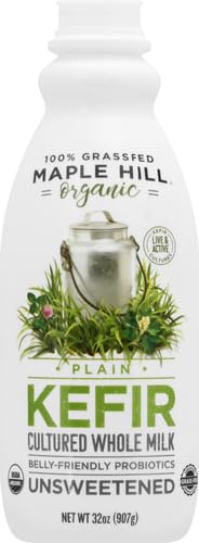 Maple Hill Crea mery, 100% Grass Fed Kefir, Plain, Organic 32 Ounce
