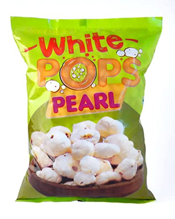 White Pops Pearl Makhana Foxnuts Gorgon Nut Gluten Free Vegan Snacks Healthy Diet Immunity Booster Snacks Water Lily Pops, Pearl