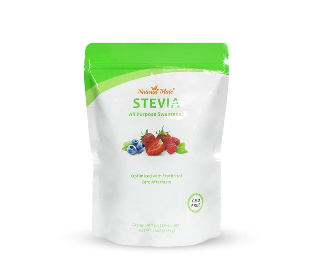 Natural Mate Zero Calorie Sweetener - Organic Stevia Granular Powder Blended With Erythritol - 2:1 Sugar Replacement For Keto, P