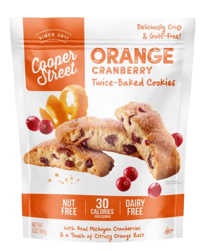 cooper Street cookies All Natural Twice Baked crispy cookie, Nut & Dairy Free, Biscotti Style 5oz (Orange cranberry) (Orange cra