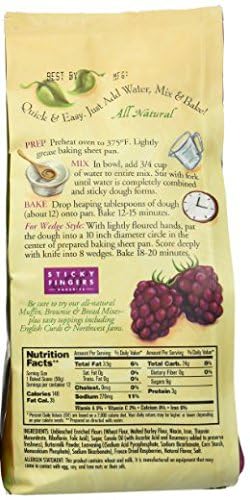 Sticky Fingers Scone Mix, Pack of 6, Just Add Water, Red Raspberry, 15 oz Each, Model 743819311010