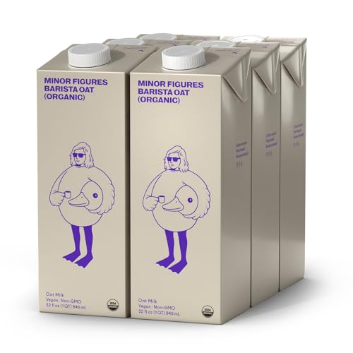 Minor Figures - Oat Milk  Organic Barista  32 Fl oz x 6 Cartons  Dairy Free & Vegan  No Added Sugar  Long Shelf Life  6 pack