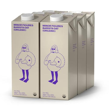 Minor Figures - Oat Milk  Organic Barista  32 Fl oz x 6 Cartons  Dairy Free & Vegan  No Added Sugar  Long Shelf Life  6 pack