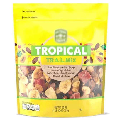 Tropical Southern Grove Trail Mix: Dried Pineapple, Papayas, Golden Raisins, Cranberries, Almonds, Cashew Nuts, Banana Chips, 26