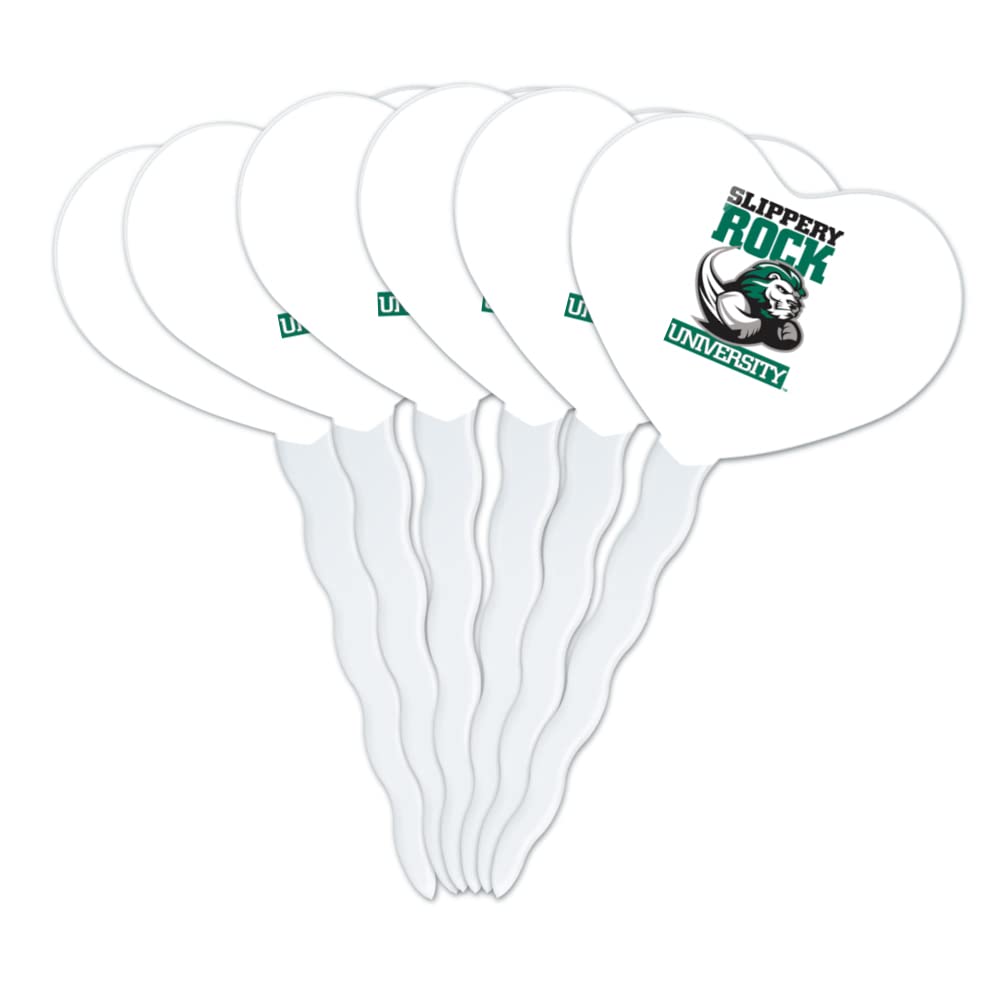 GRAPHICS & MORE Cupcake Picks Set of 6 - Acrylic Decoration Toppers - Slippery Rock University Design - One Size