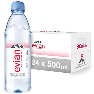 Evian Natural Spring Water , Naturally Filtered Spring Water In Individual-Sized Plastic Bottles 16.9 Fl Oz (Pack Of 24)