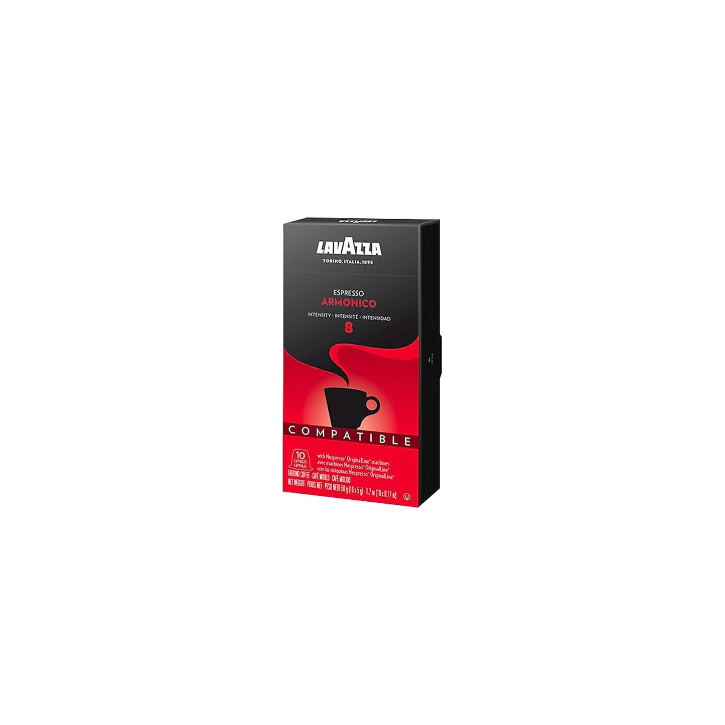 Lavazza Espresso Maestro Classico Medium Roast Coffee compact pieces, 100% Arabica, Compatible with Nespresso, 10 Count