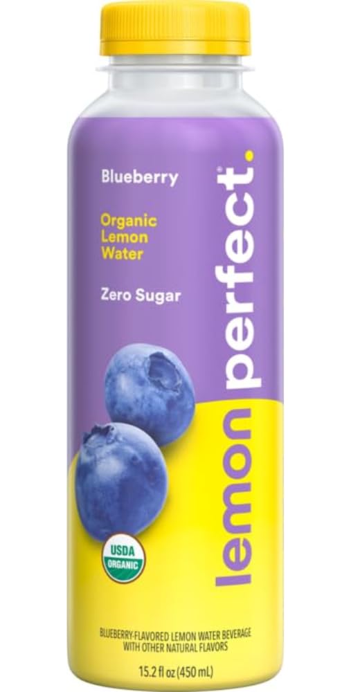 Lemon Perfect Blueberry, Hydrating Flavored Lemon Water, Zero Sugar, Delicious and Refreshing, Organic, 15.2 fl oz Bottle