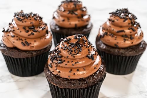 Bakerpan Black Jimmies Sprinkles - 6 Ounces Black Sprinkles For Cake Decorating - Edible Sprinkles For Cupcakes, Ice Cream, Cake