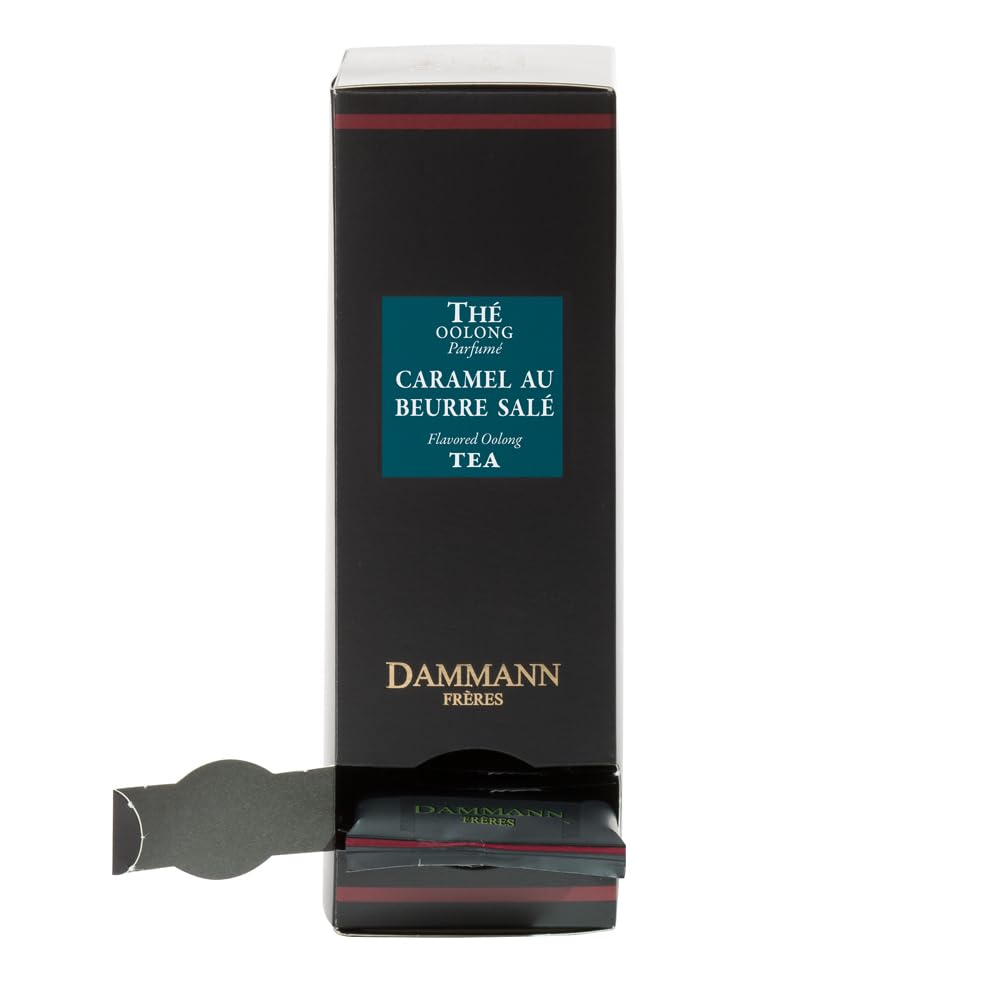 Dammann Freres Sachets, Caramel Au Beurre Tea Bags, Premium Gourmet French Oolong Tea, Individually Wrapped, 24 Count (Single Pa