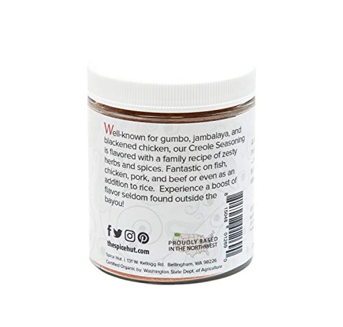 The Spice Hut Creole Seasoning Organic 4oz Glass Jar - All-Natural, Kosher, Gluten Free, Vegan, Keto, No MSG