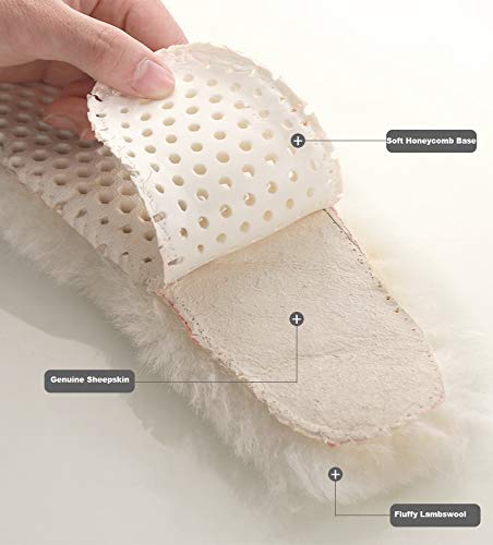 Happystep Genuine Sheepskin Lambswool Cushioning Shearling Winter Insoles With Honeycomb Sporting Sole(Women 5)