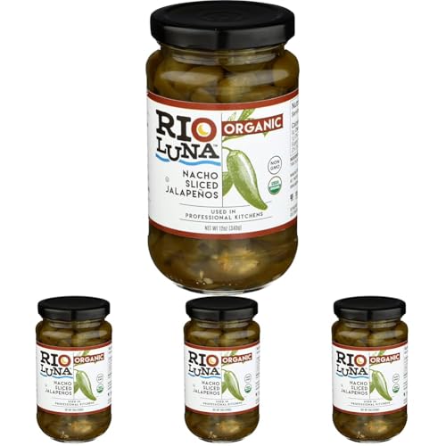 RIO LUNA Organic Nacho Sliced Jalapenos, 12 OZ (Pack of 4)