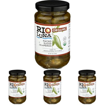 RIO LUNA Organic Nacho Sliced Jalapenos, 12 OZ (Pack of 4)