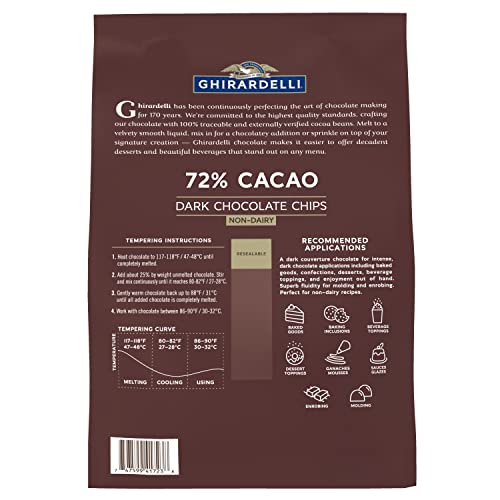 Ghirardelli Dark Chocolate Chips, 72% Cacao, 5 lb Bag, Model ORTCI