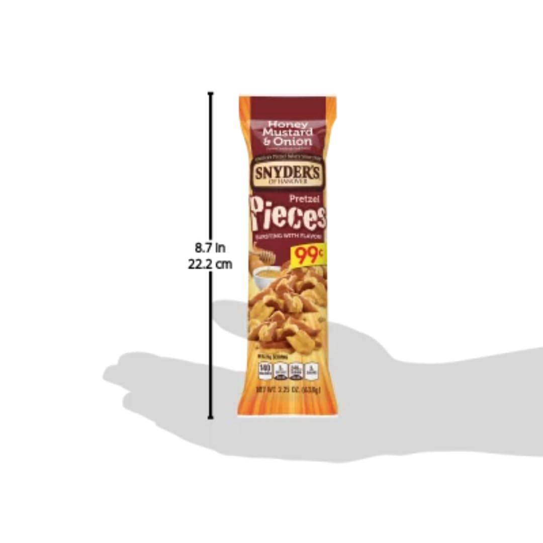 Snyders Of Hanover Honey Mustard & Onion Pretzel Pieces, 3.25oz Bag (Pack Of 9)