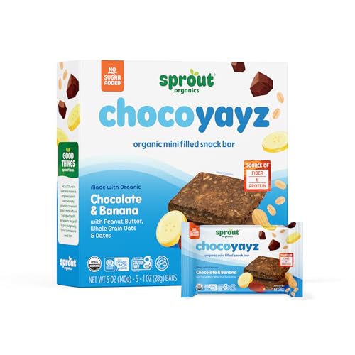 Sprout Organics  Yayz Toddler Snack Bars  Chocolate & Banana  5 Individual Bars  1 oz Each (30 Bars)