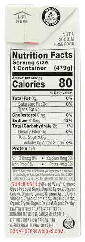 BONAFIDE PROVISIONS Organic No Salt Added Beef Bone Broth, 16.9 OZ