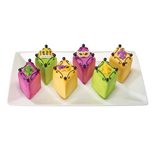 Mask, Crown And Fleur De Lis Edible Sugar Cake Toppers, 24 Count