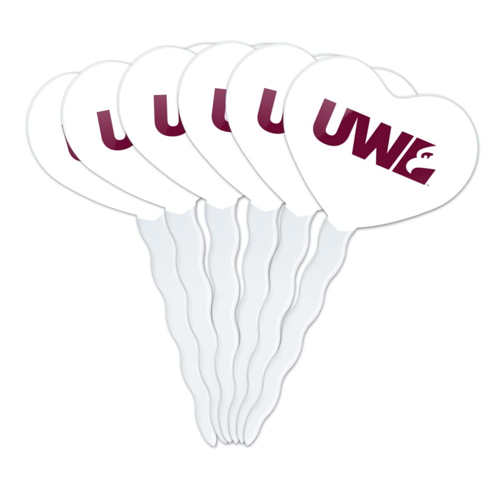 GRAPHICS & MORE Cupcake Picks Set of 6, Acrylic, University of Wisconsin - La Crosse, Heart Love Design, One Size
