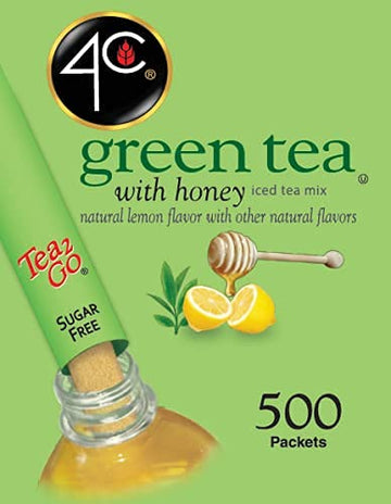 4C Powder Drink Stix, Green Tea 500 Count, Bulk Buy, Singles Stix, On The Go, Refreshing Water Flavorings, Value Pack
