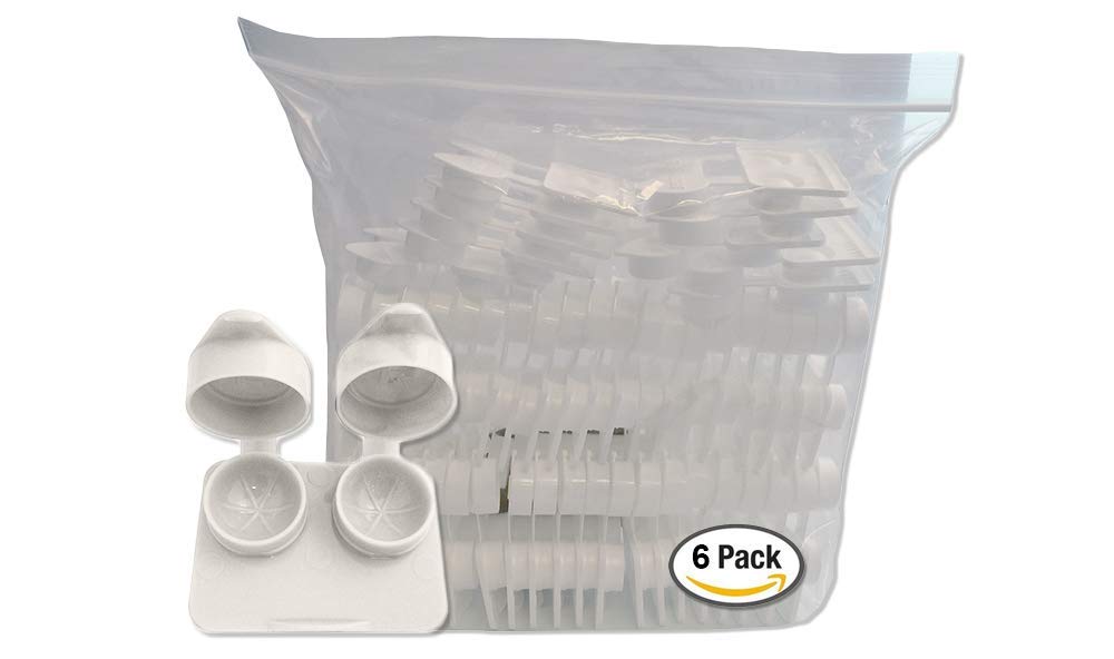 Amcon Contact Lenses Cases Flat Ribbed Extra Deep Well - White, 6 Pack