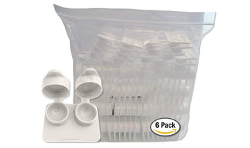 Amcon Contact Lenses Cases Flat Ribbed Extra Deep Well - White, 6 Pack