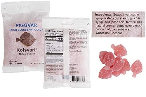 Kolsvart Swedish Candy Variety Pack, 4.2 Oz Each – Sour Raspberry, Sour Blueberry, Classic Rasp Berry, Elderflower & Black Currant Blend (Pack Of 5)