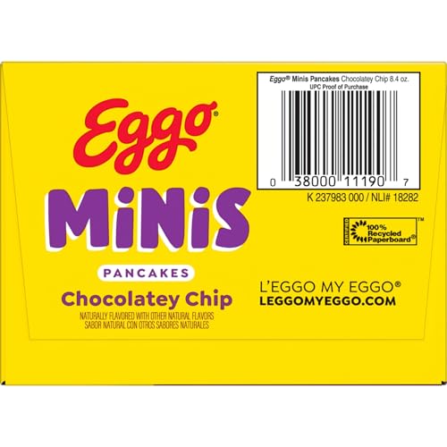 Eggo Minis Frozen Pancake Bites, Frozen Breakfast, Breakfast Food, Chocolatey Chip, 8.4oz Box (5 Pouches)
