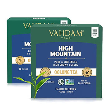 Vahdam, Himalayan Oolong Tea Bags (30 Count) - 100% Natural Tea, Oolong Tea Loose Leaf Pyramid Tea Bags, Brew Hot, Iced Or Kombu
