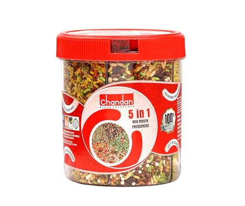 Chandan Mouth Freshener 5 In 1 Mix Mouth Fresheners Sweet Fennel Mix | Kashmiri, Special, Jet, Poona & Gulab Mukhwas, 8.82 Oz /