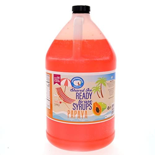 Hypothermias Papaya Ready to Use Gallon (128 Fl. Oz) Hawaiian Snow Cone Flavors Syrup - Shaved Ice, 100% Pure Cane Sugar