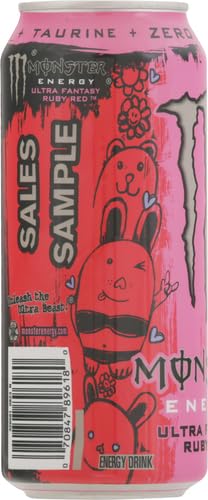 Monster Energy Ultra Fantasy Ruby Red, Sugar Free Energy Drink, 16 Ounce (Pack Of 1)