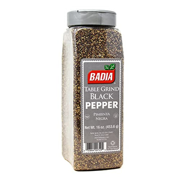 Badia Black Pepper Table Grind - Premium Seasoning, 16 oz, 1 Pound, Model 35434-786