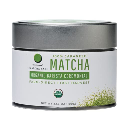 Matcha Kari Organic Matcha Green Tea Powder - Japanese Barista Grade - 100 grams (3.53 Ounce)