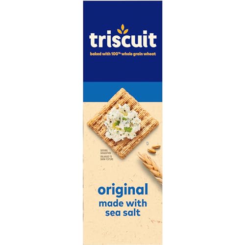 Triscuit Original Whole Grain Wheat Crackers, Vegan Crackers, Healthy Snacks, Bulk Lunch Snacks, 12 - 8.5 oz Boxes