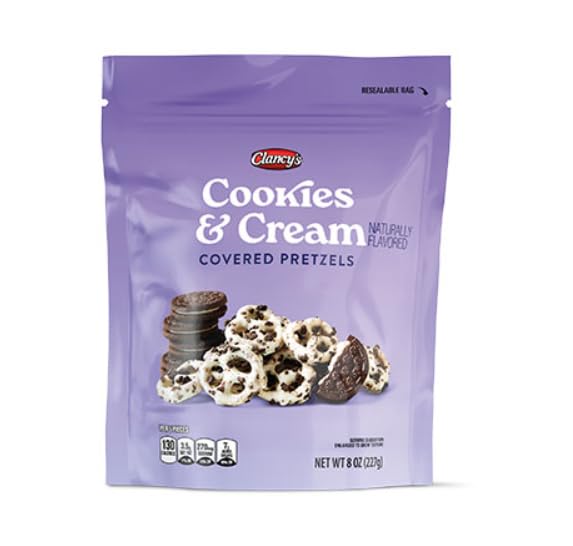 Cookies & Cream Covered Pretzels 8 oz (1 Bag) A Resealable Treat for gifting, Snacktime and Baskets.
