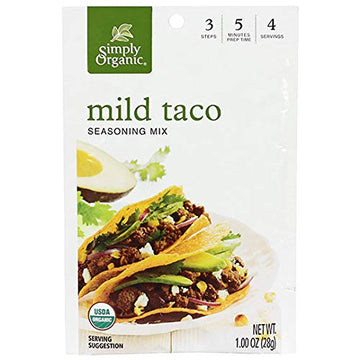 Simply Organic Mild Taco Seasoning, Certified Organic, Vegetarian | 1 oz | Pack of 3