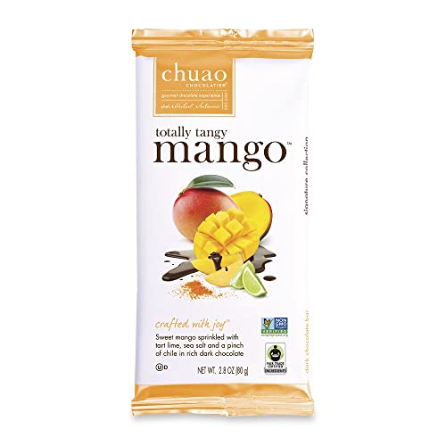 Chuao Chocolatier Totally Tangy Mango Dark Chocolate Gourmet Bars | For Gift Baskets, Birthday, Thank You, Care Package | 12 Ct, 2.8 Oz Each