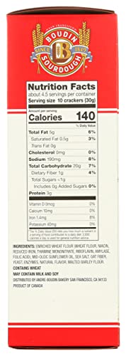 Boudin Sourdough Twice Baked Crackers With Sea Salt, Non GMO, 5 Ounces (Pack Of 12)