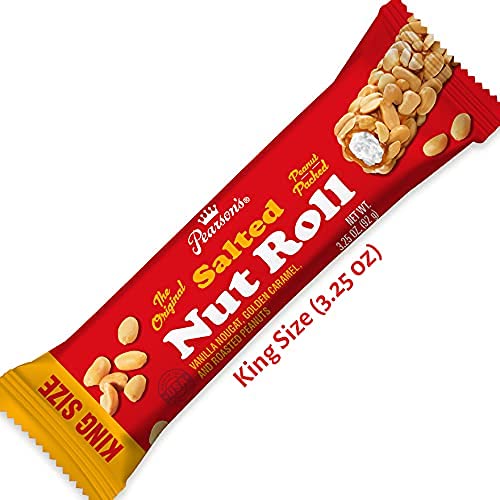 Pearsons King Original Salted Nut Roll | Loaded With Crunchy Roasted Peanuts, Golden Caramel, and Chewy Nougat | Pack of 18-3.2
