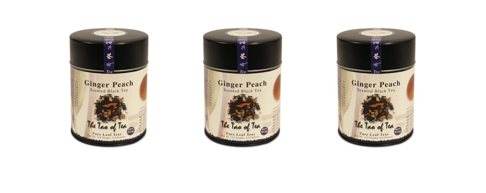 The Tao of Tea, Ginger Peach Black Tea, Loose Leaf, 4-Ounce Tins (Pack of 3)