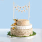 SCHOLMART Just Married Cake Topper, Rustic Cotton Bunting Flags, Preassembled, Silver