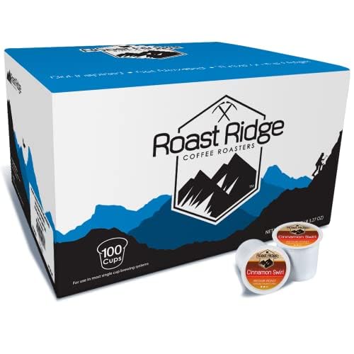 Roast Ridge Coffee Pods for Keurig, Cinnamon Swirl, Medium Roast, 100 Count