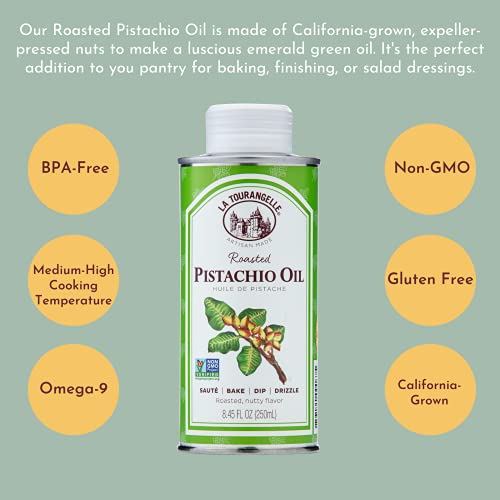 La Tourangelle, Roasted Pistachio Expeller-Pressed Oil For Cooking, Baking, And Beauty, Adds Flavor To Vinaigrettes, Sauces, Mar