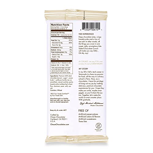 Chuao Chocolatier Salted Chocolate Crunch Dark Chocolate Bars | Gourmet Sea Salt Artisan No Preservatives | For Gift Baskets, Christmas, Valentines Day, Gifts For Women, Men, Birthday, Thank You, Care Package | 3 Pack